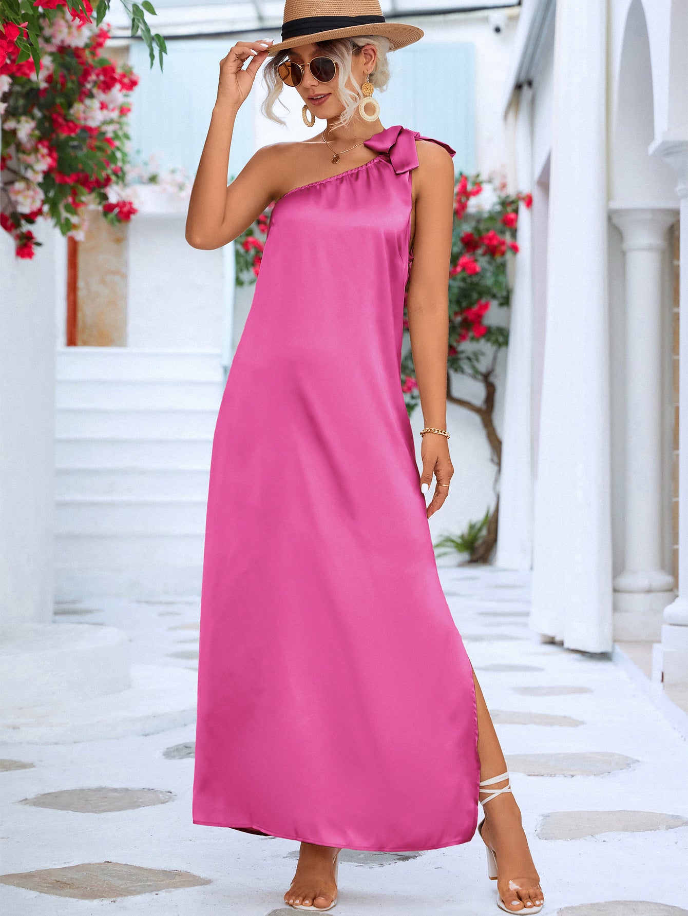 Honeybee Mumford's One-Shoulder Slit Maxi Dress