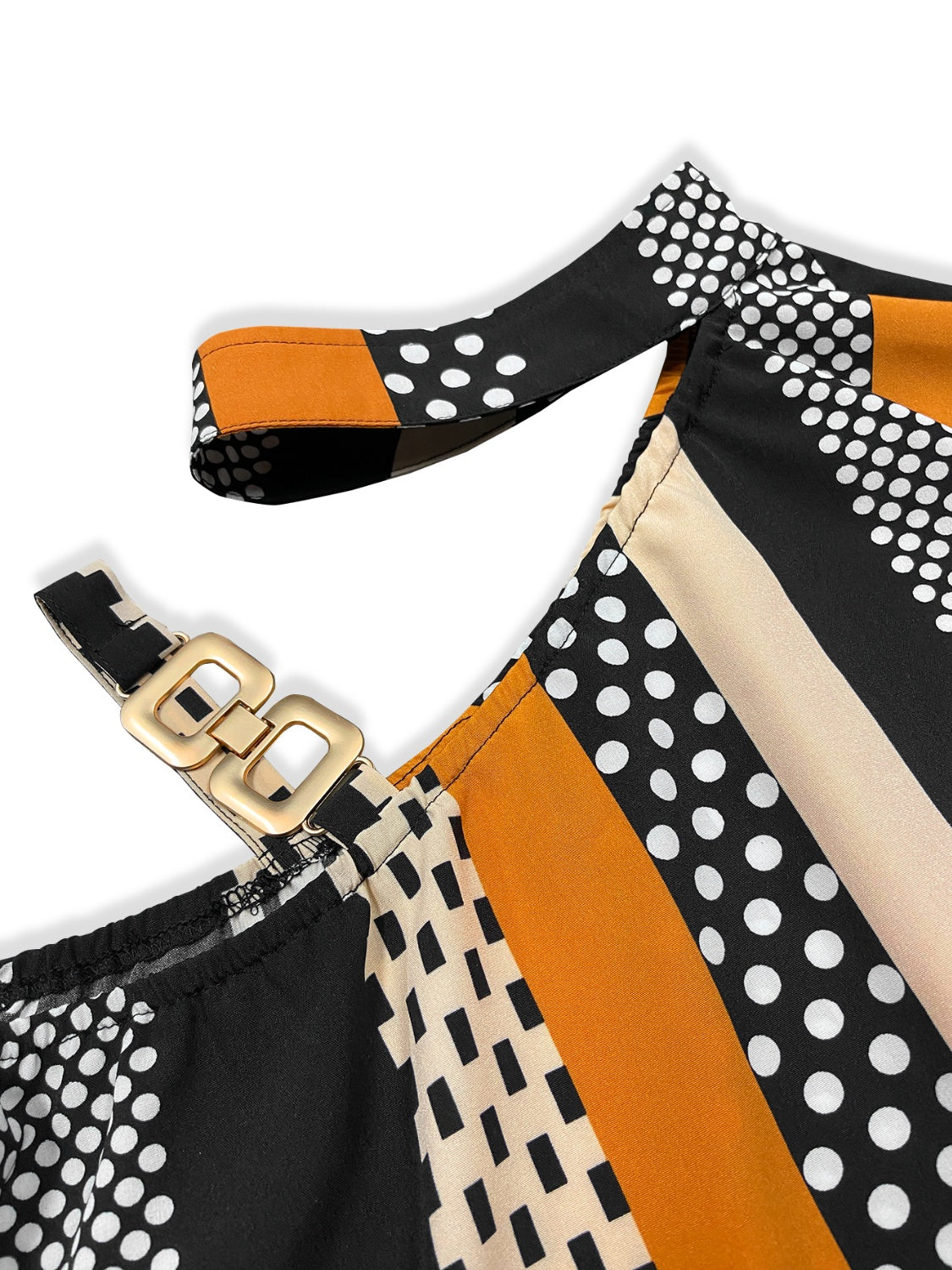 Honeybee Mumford's Cutout Color Block Mock Neck Blouse