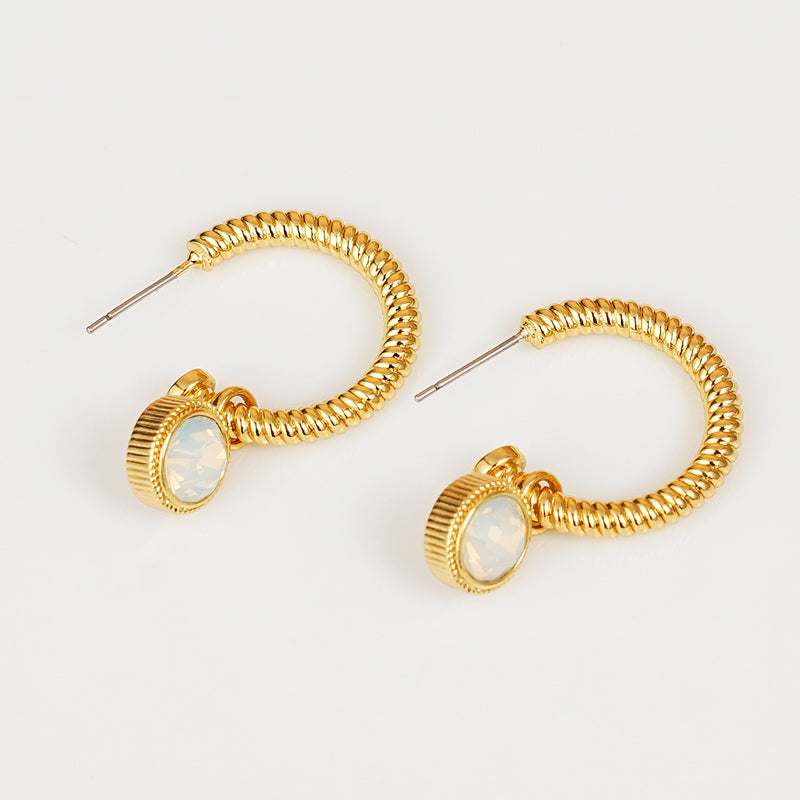 honeybee Mumford's Rope Cat's Eye Stone C-Hoop Earrings