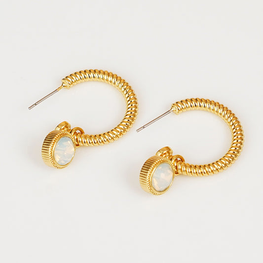 honeybee Mumford's Rope Cat's Eye Stone C-Hoop Earrings