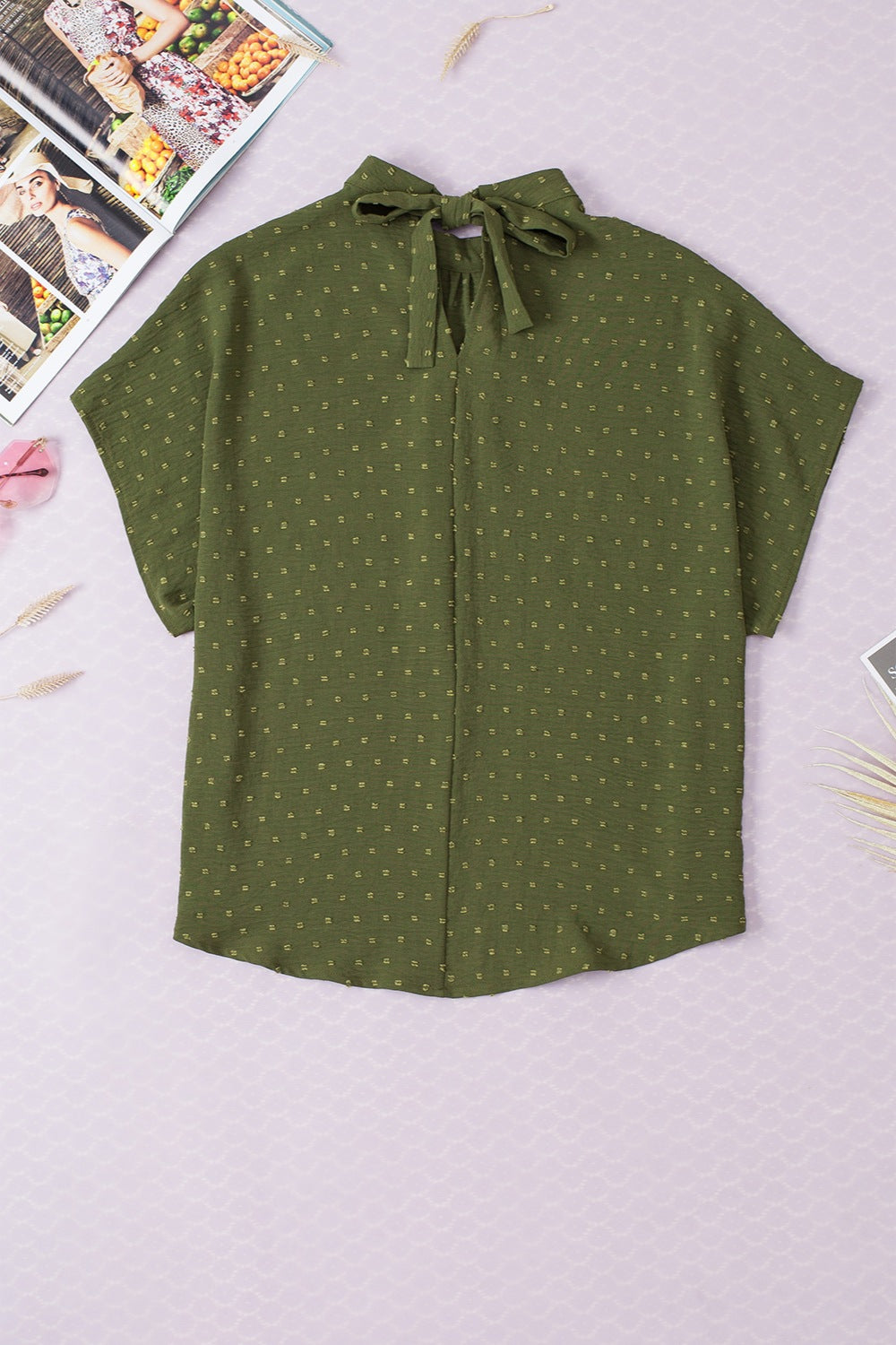 Honeybee Mumford's Swiss Dot Mock Neck Blouse