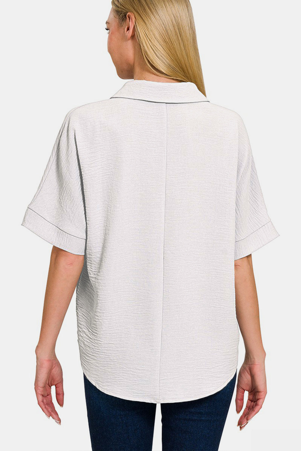 Honeybee Mumford's Texture Collared Neck Short Sleeve Top