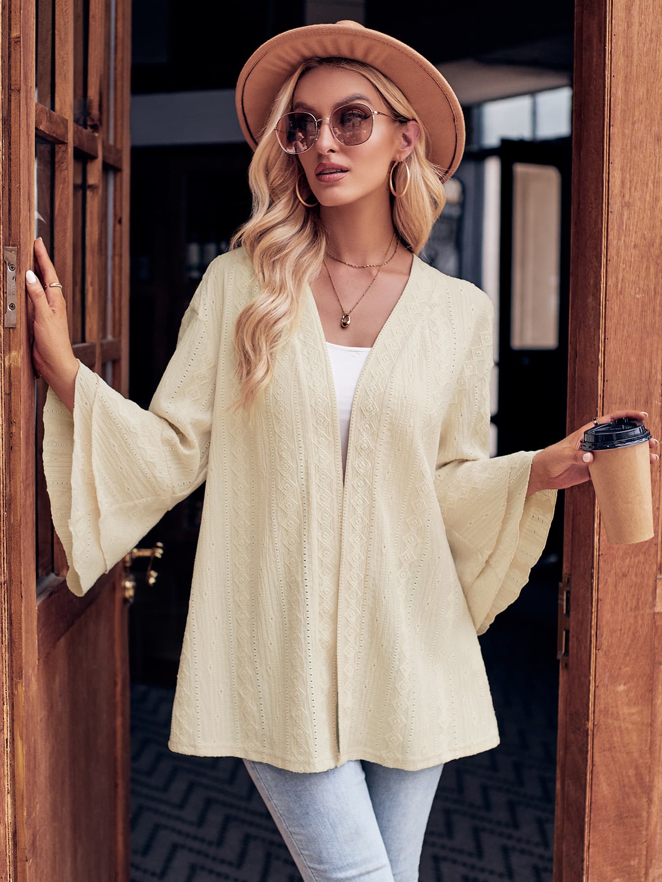 Honeybee Mumford's Eyelet Bell Sleeve Cardigan