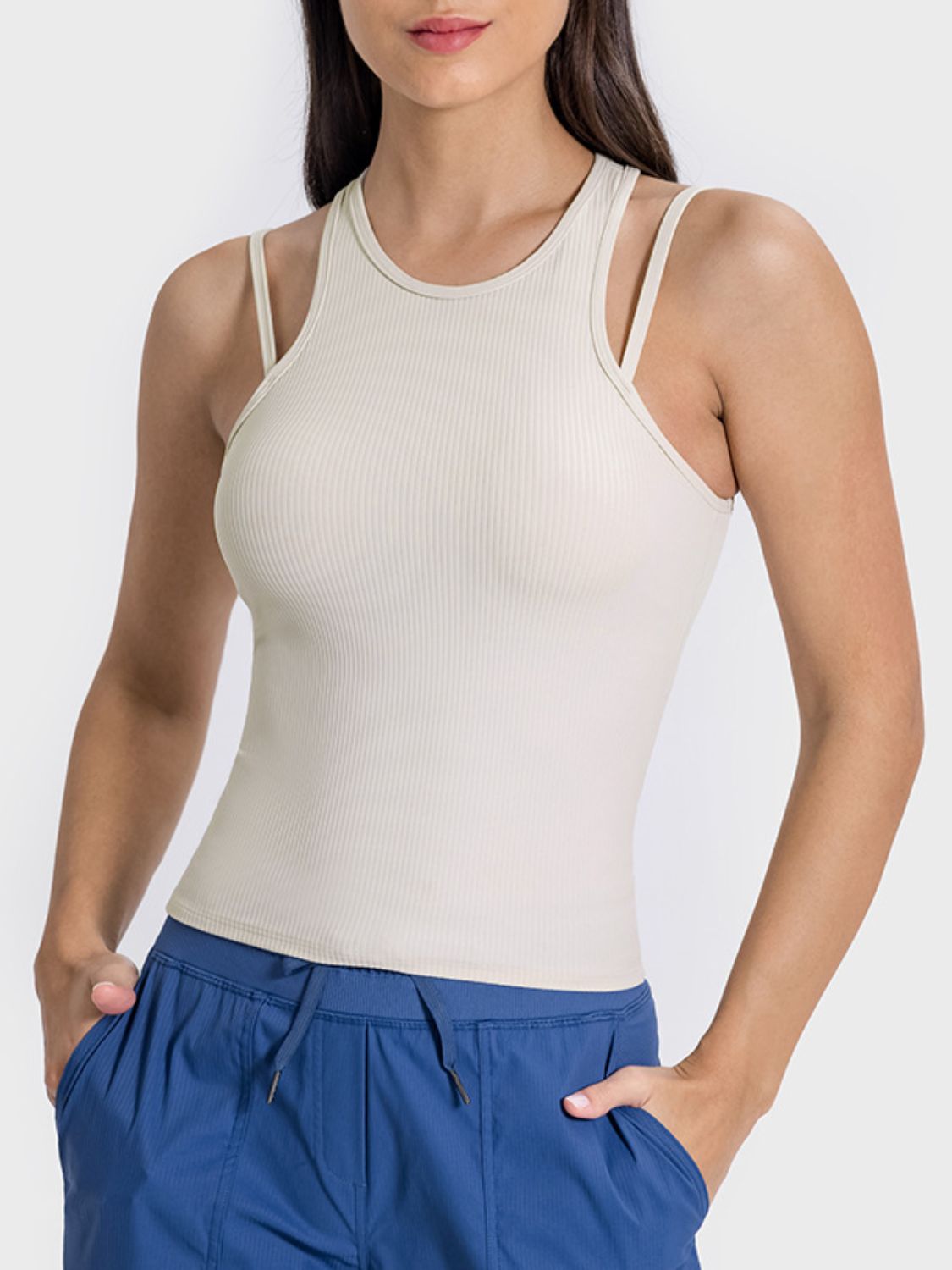 Honeybee Mumford's Cutout Round Neck Racerback Active Tank