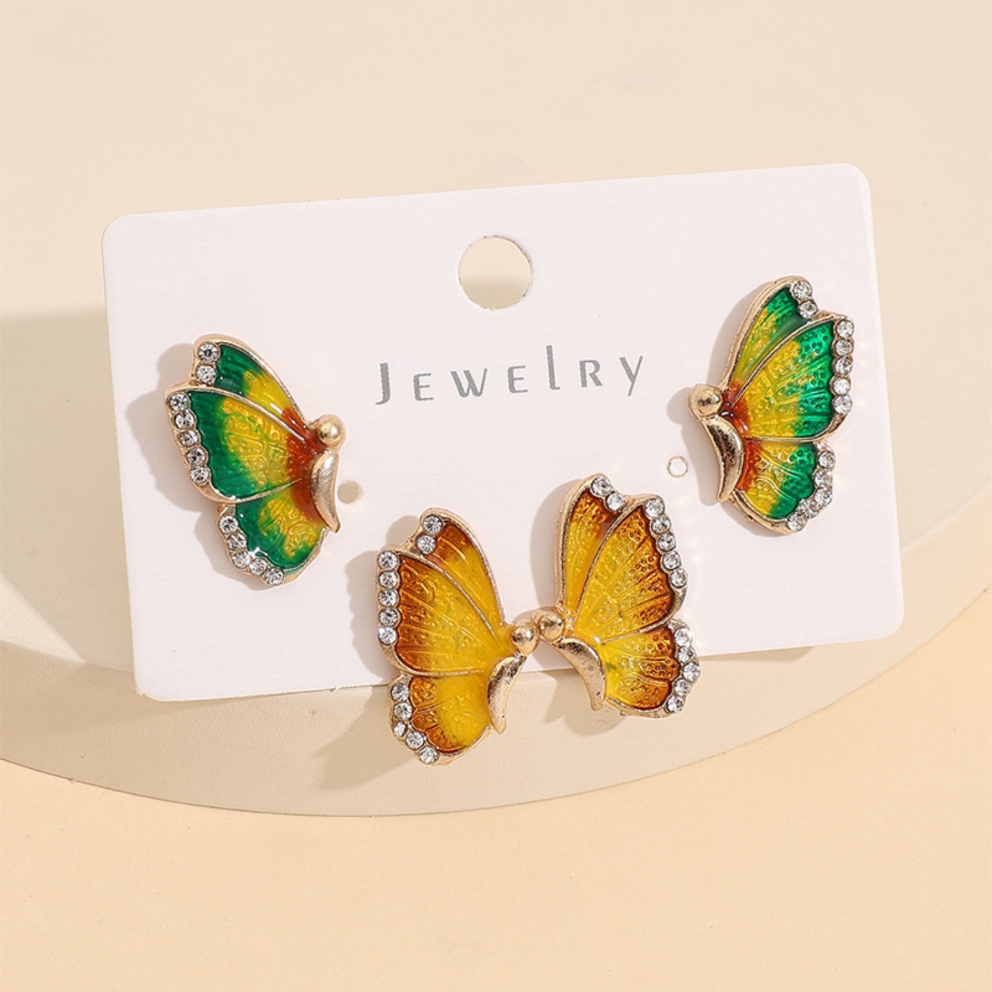 honeybee Mumford's 2 Piece Rhinestone Alloy Butterfly Stud Earrings