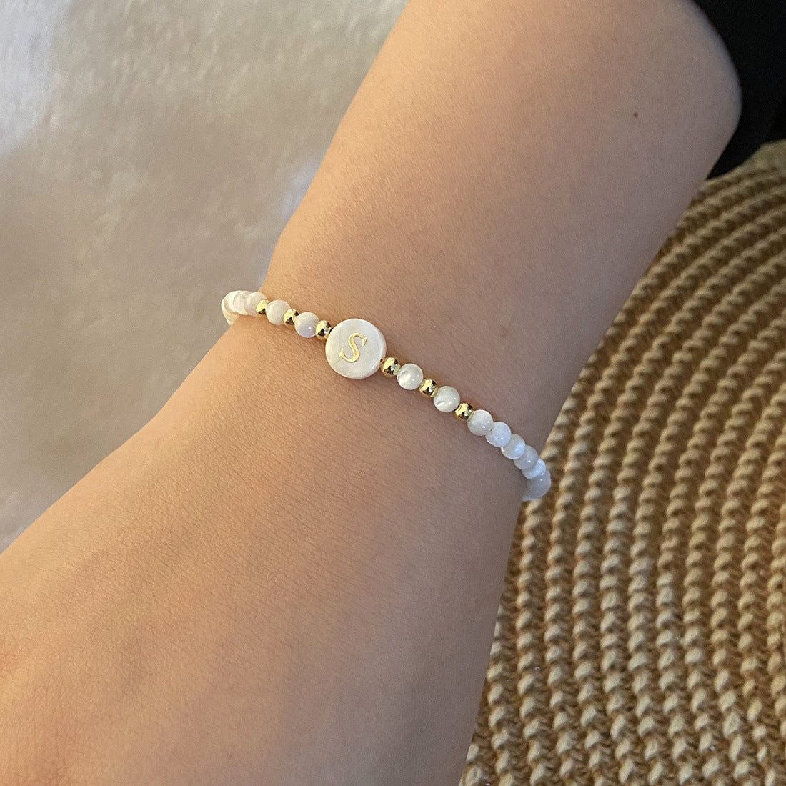 Honeybee Mumford's Shell Letter Bead Bracelet