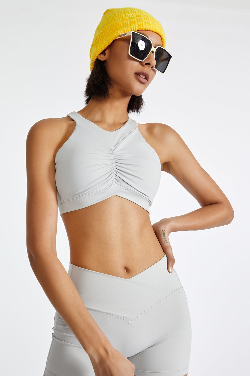 Honeybee Mumford's Ruched Crisscross Active Tank