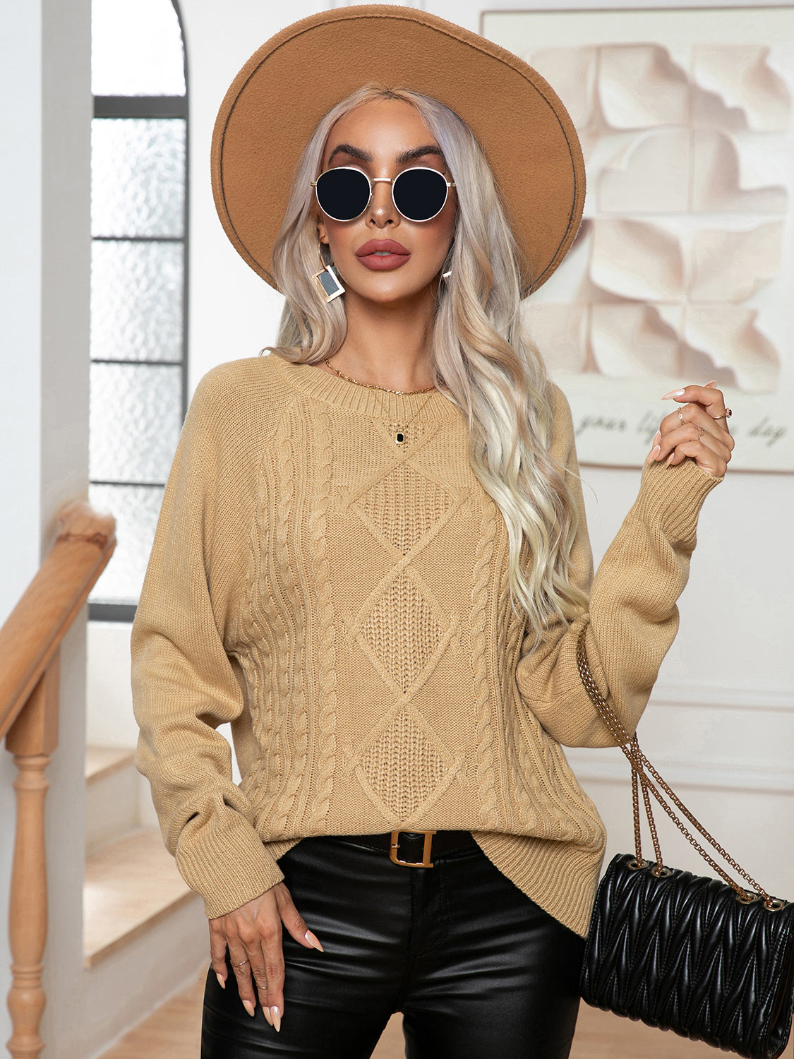 Honeybee Mumford's Cable-Knit Long Sleeve Sweater