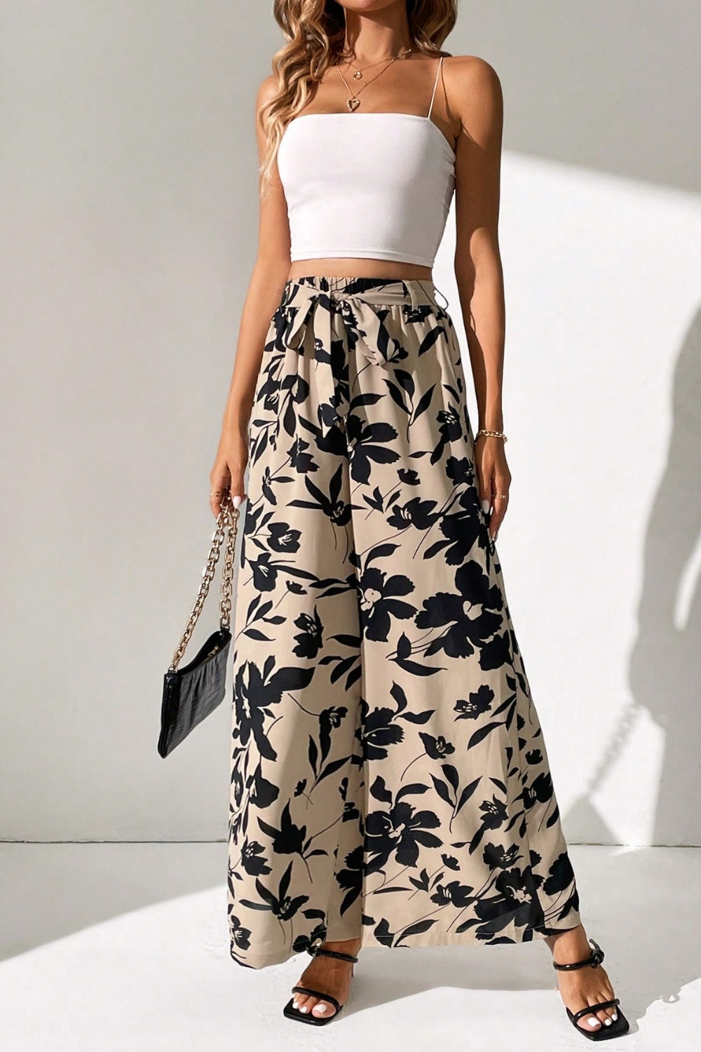 Honeybee Mumford's Printed Tied Wide Leg Pants