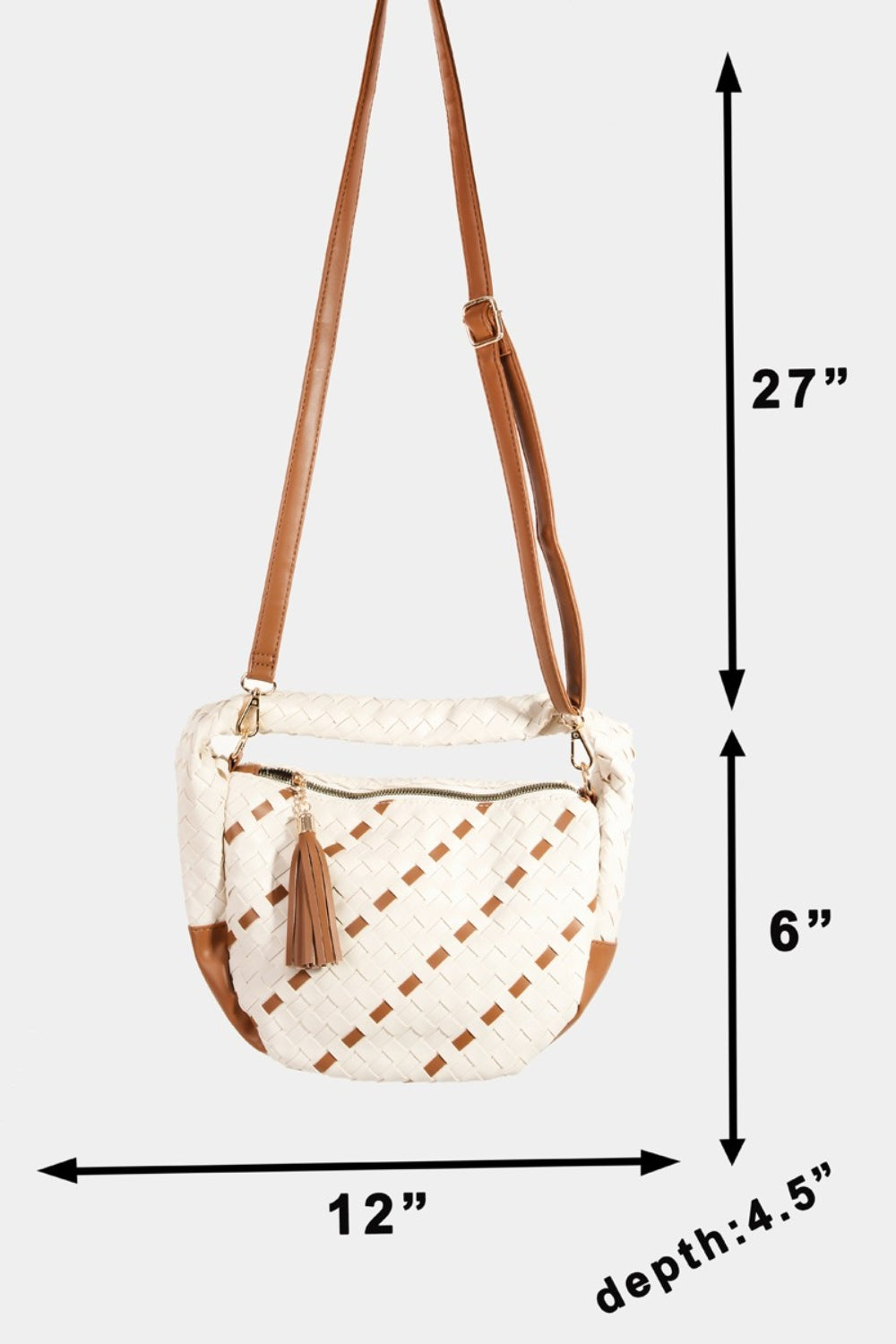 Honeybee Mumford's Tassel Detail Weave Semi Circle Bag