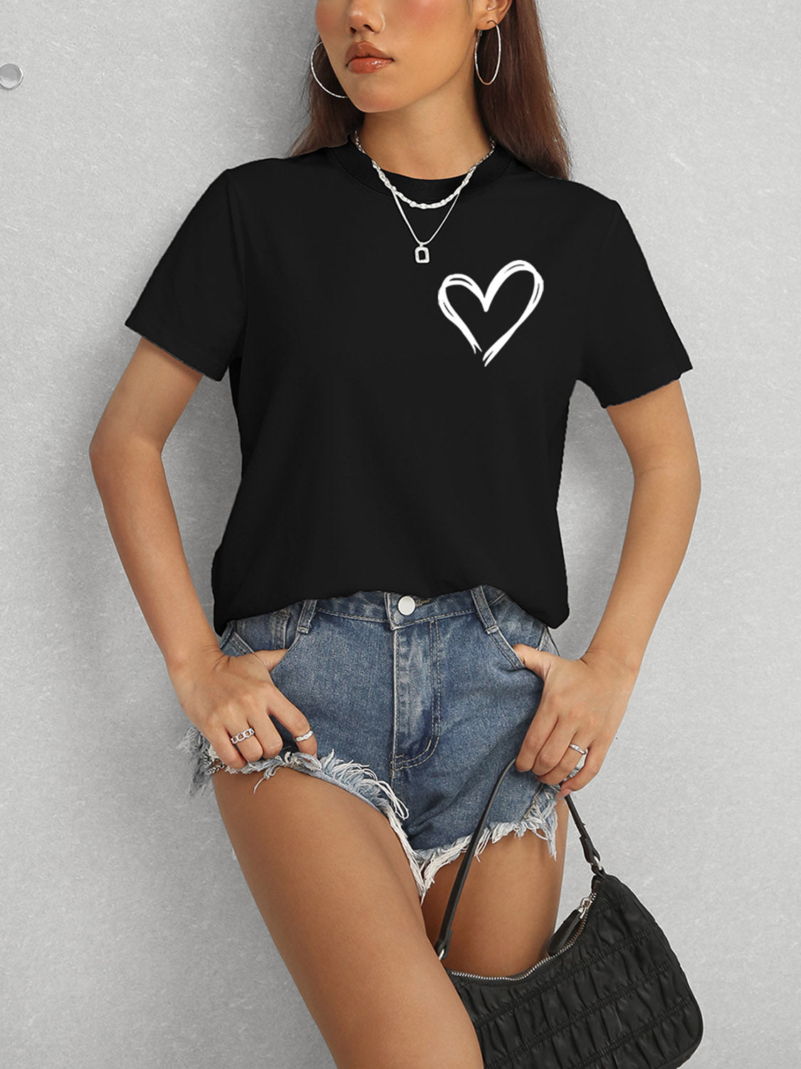 Honeybee Mumford's Heart Round Neck Short Sleeve T-Shirt