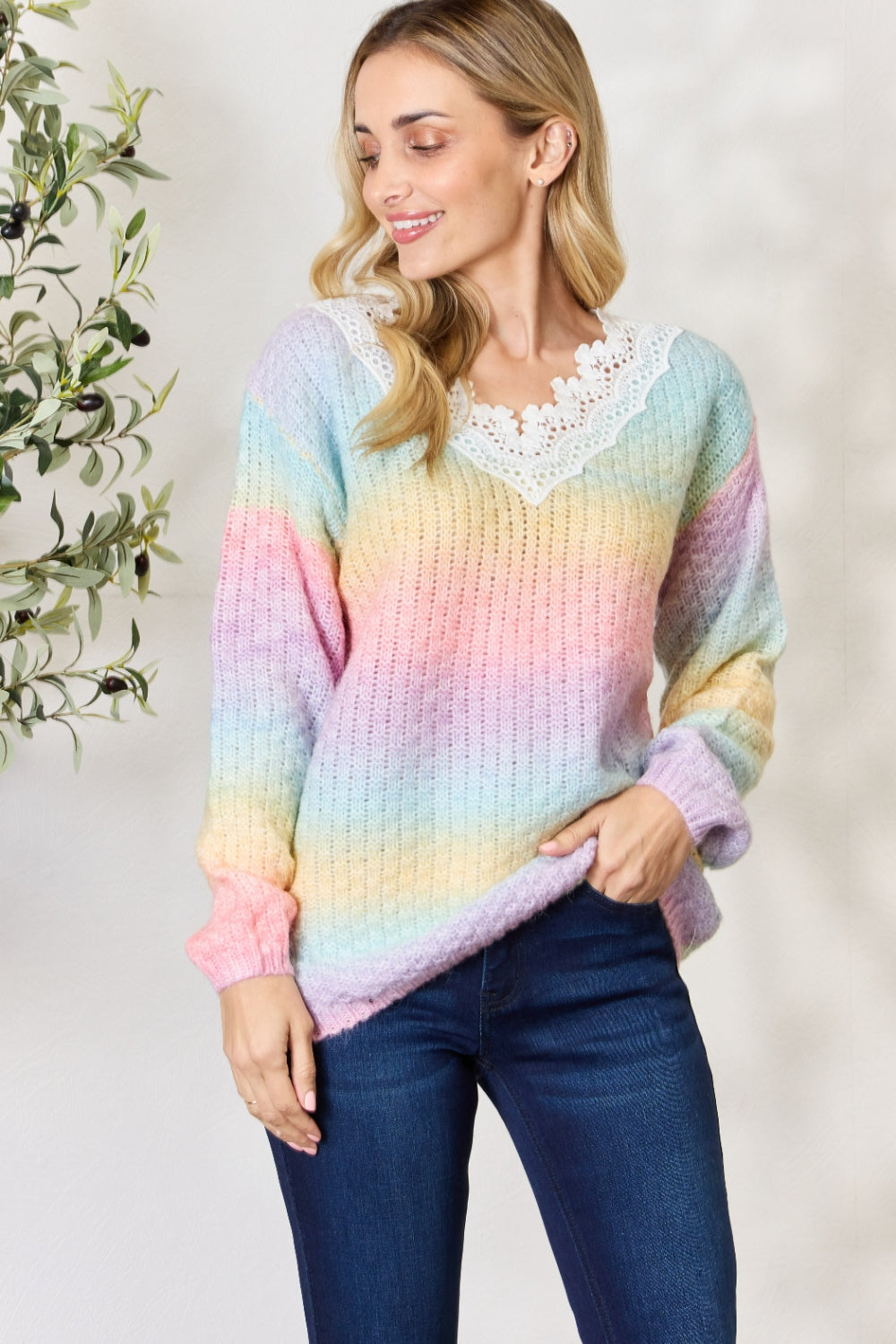 Honeybee Mumford's Rainbow Gradient Crochet Sweater