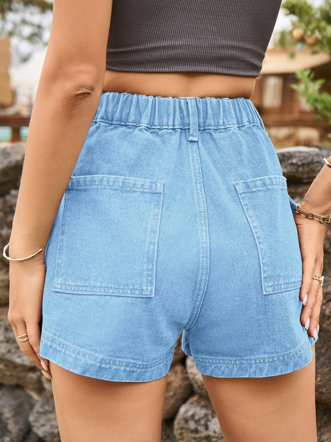 Honeybee Mumford's High Waist Denim Shorts with Pockets