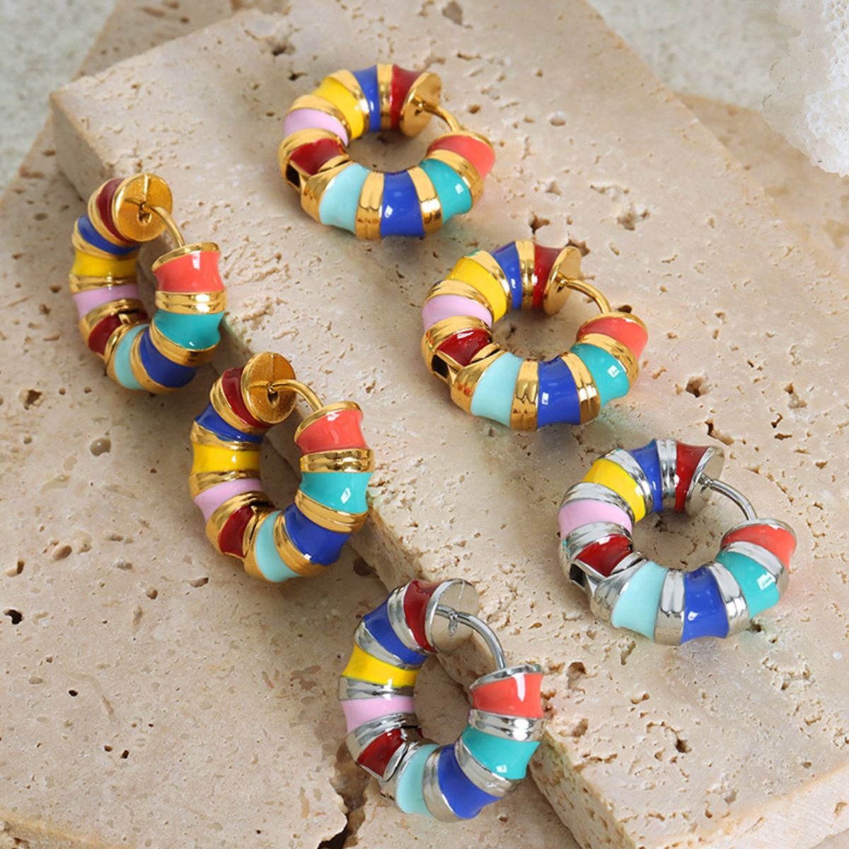 honeybee Mumford's Enamel Hoop Earrings