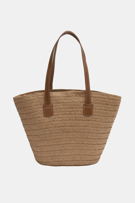 Honeybee Mumford's Leather Handle Straw Tote Bag