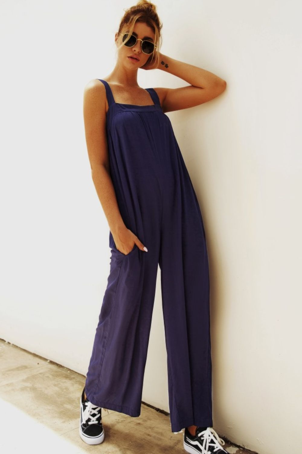 Honeybee Mumford's Wide Strap Wide Leg Jumpsuit