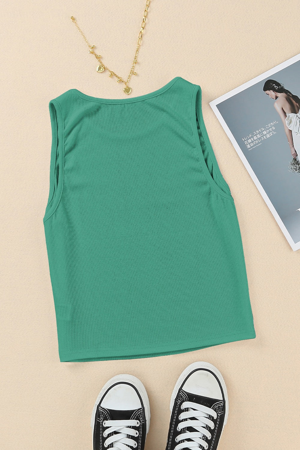 Honeybee Mumford's Ribbed Round Neck Cropped Tank