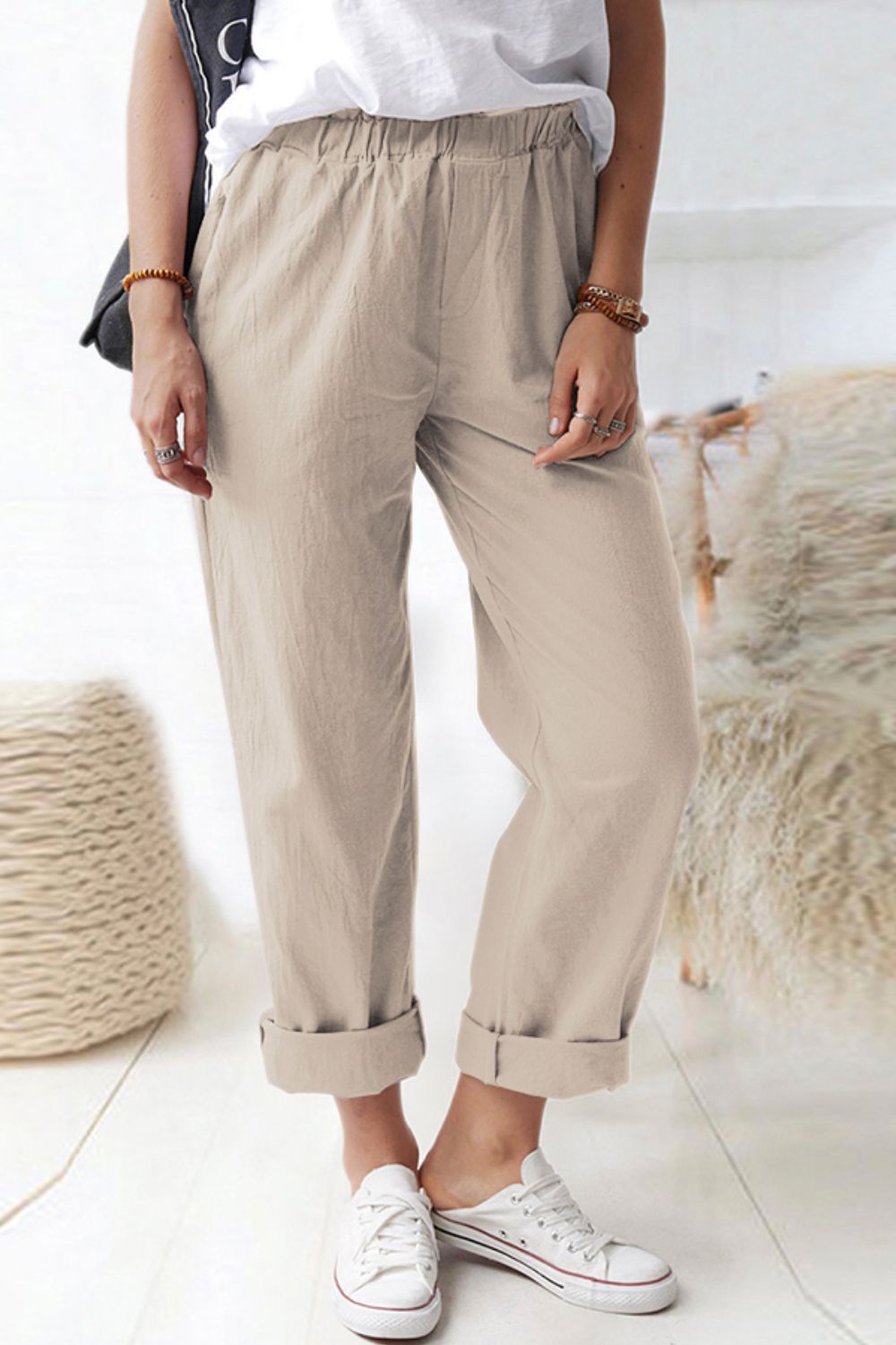 Honeybee Mumford's Paperbag Waist Pull-On Pants with Pockets