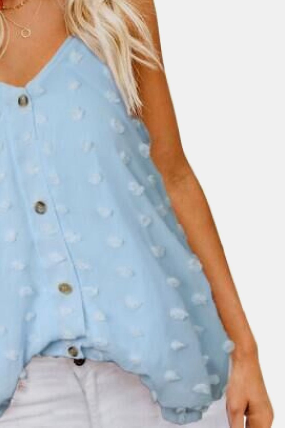 Honeybee Mumford's Swiss Dot V-Neck Buttoned Cami