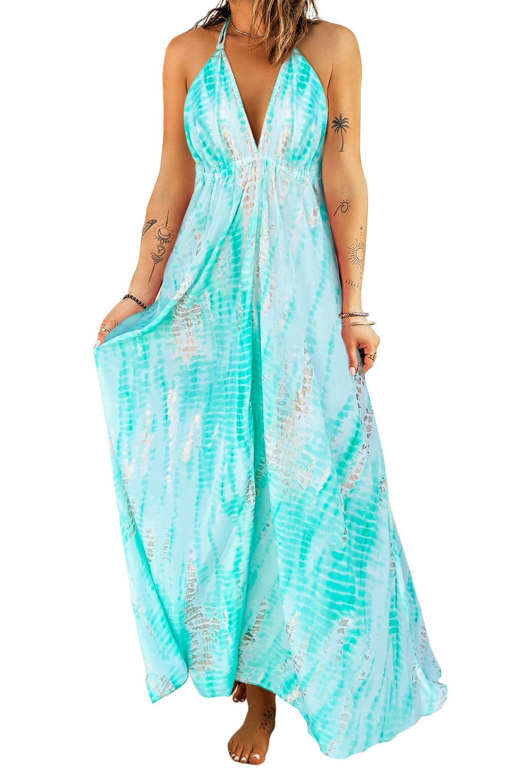 Honeybee Mumford's Tie-Dye Halter Neck Maxi Dress