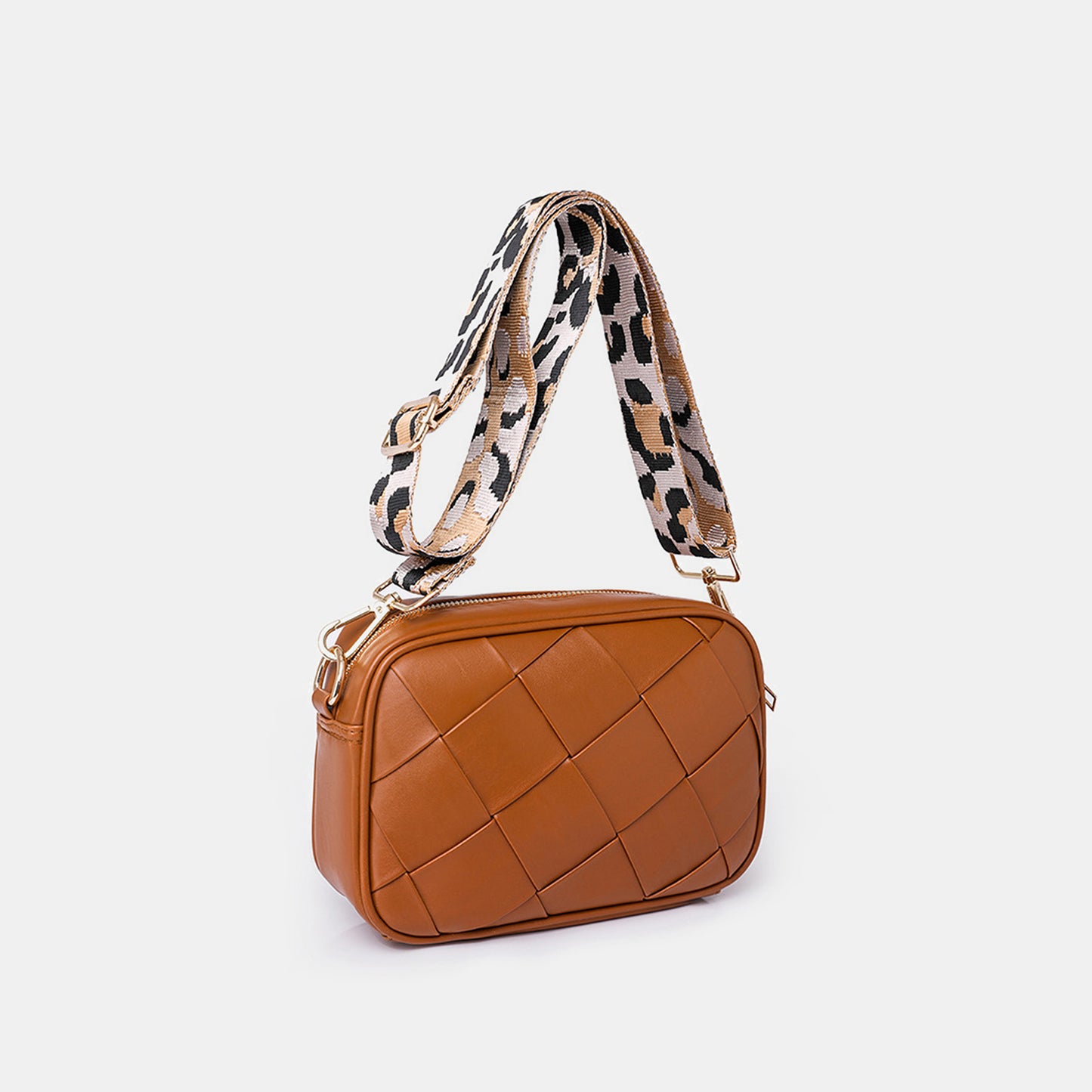 Honeybee Mumford's Leather Woven Crossbody Bag