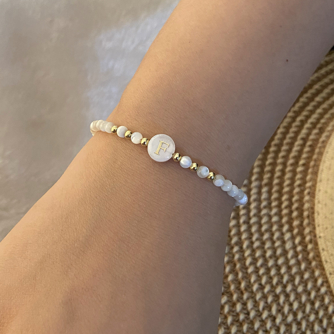 Honeybee Mumford's Shell Letter Bead Bracelet