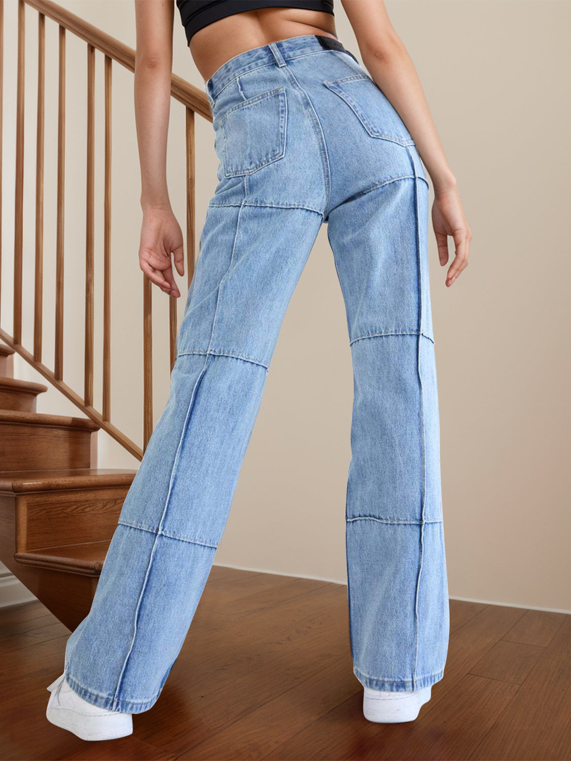 Honeybee Mumford's High Waist Straight Jeans with Pockets