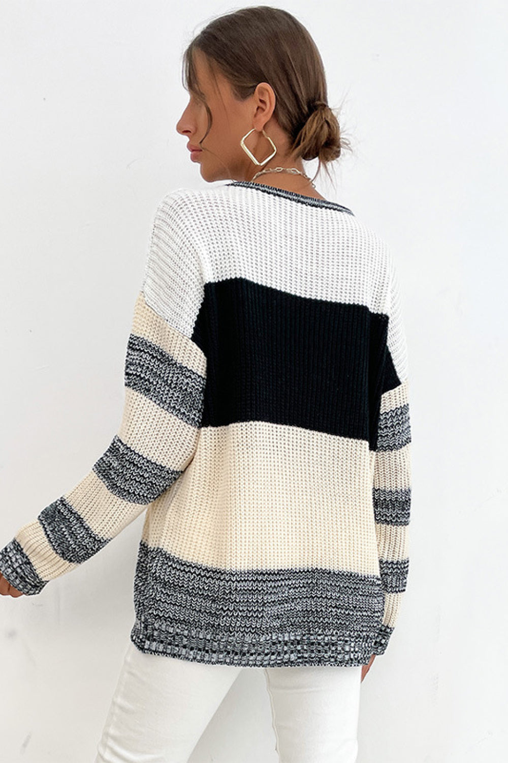 Honeybee Mumford's Striped Dropped Shoulder Pullover Sweater