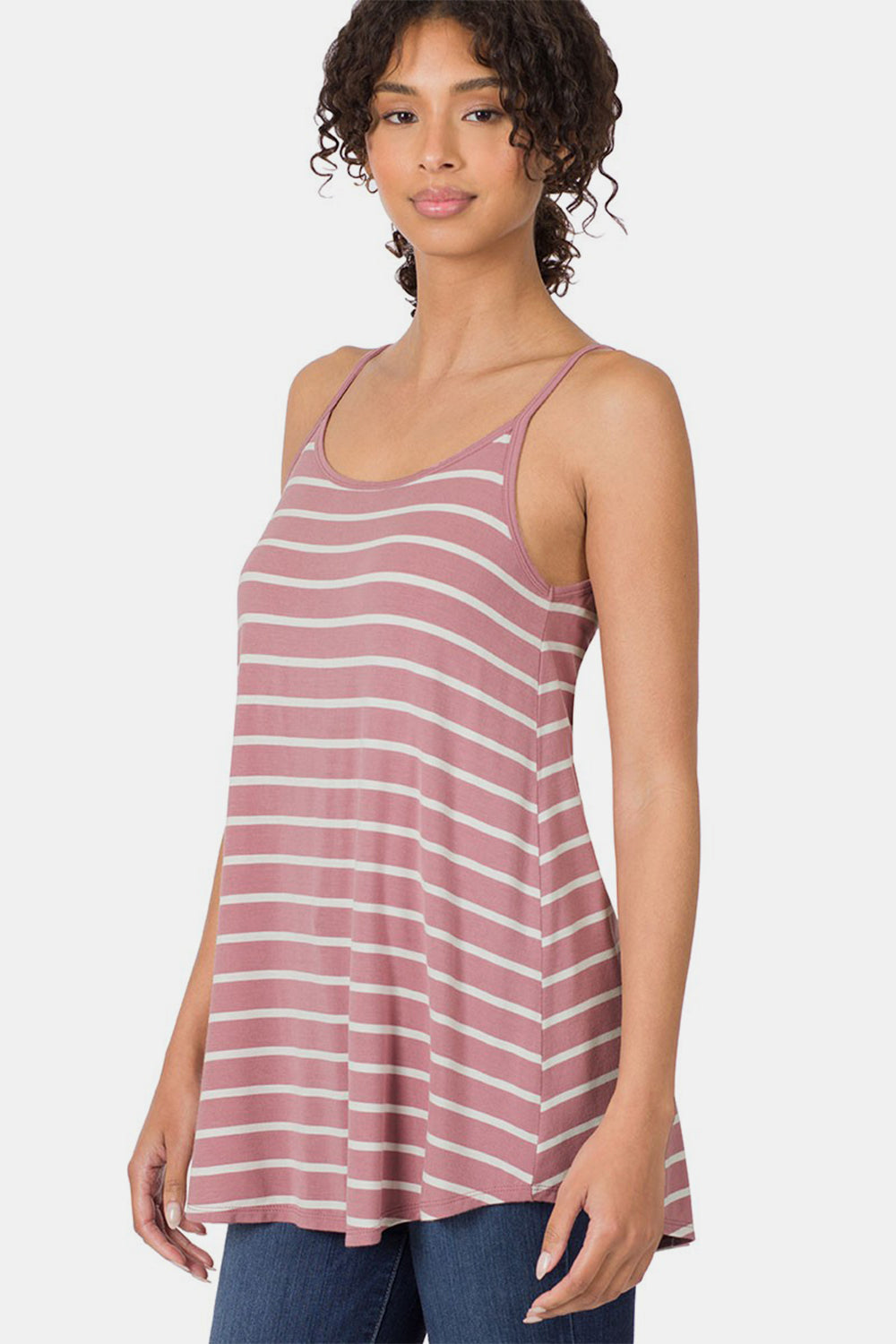 Honeybee Mumford's Striped Curved Hem Cami