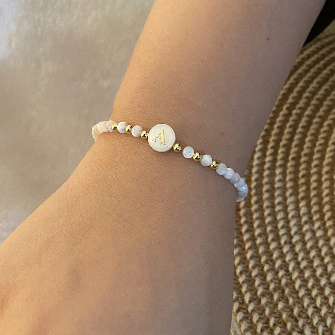 Honeybee Mumford's Shell Letter Bead Bracelet