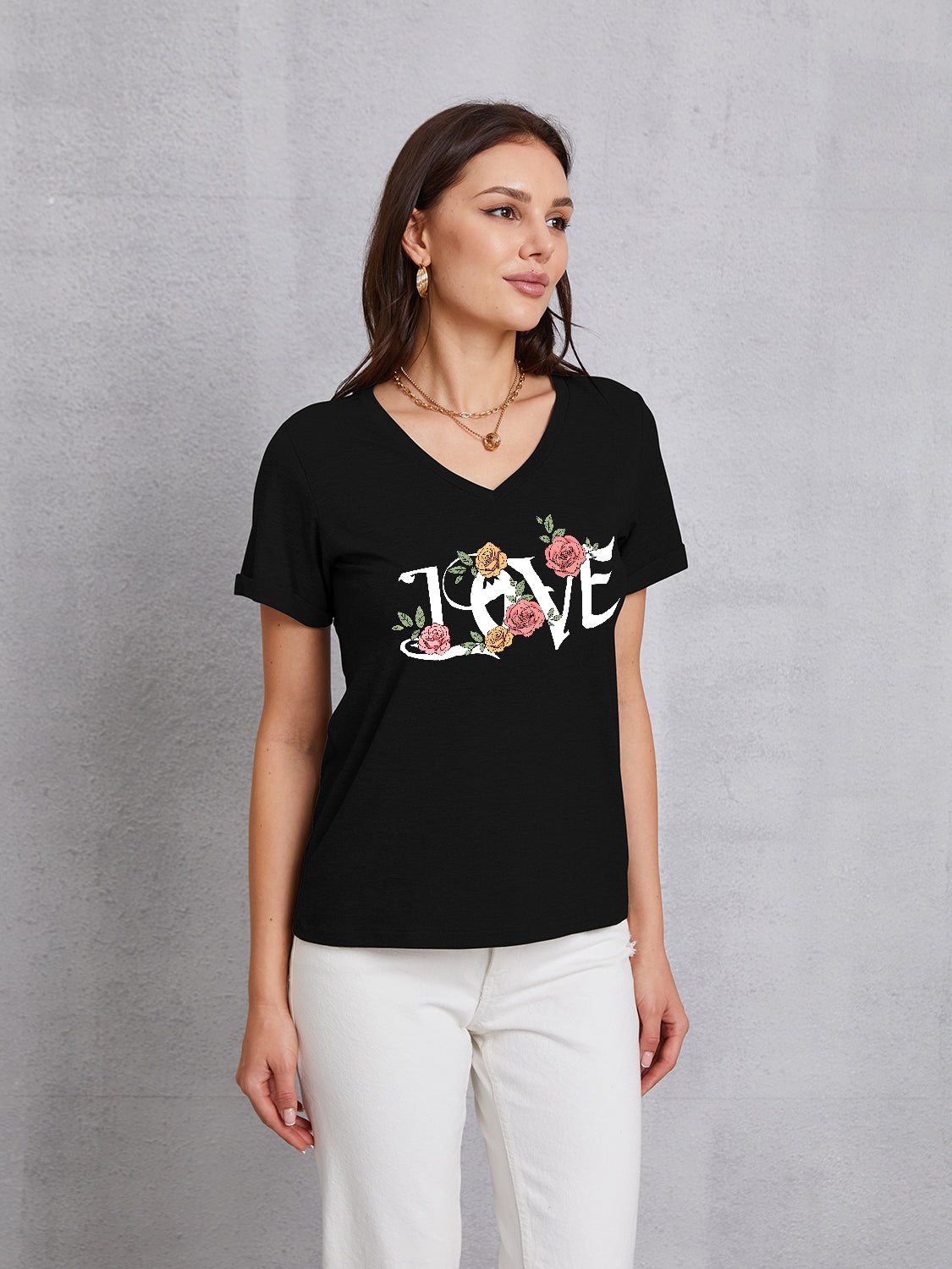 Honeybee Mumford's LOVE V-Neck Short Sleeve T-Shirt