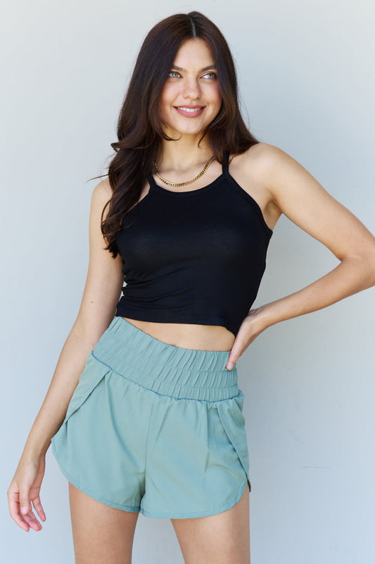 Honeybee Mumford's Everyday Staple Soft Modal Short Strap Ribbed Tank Top in Black