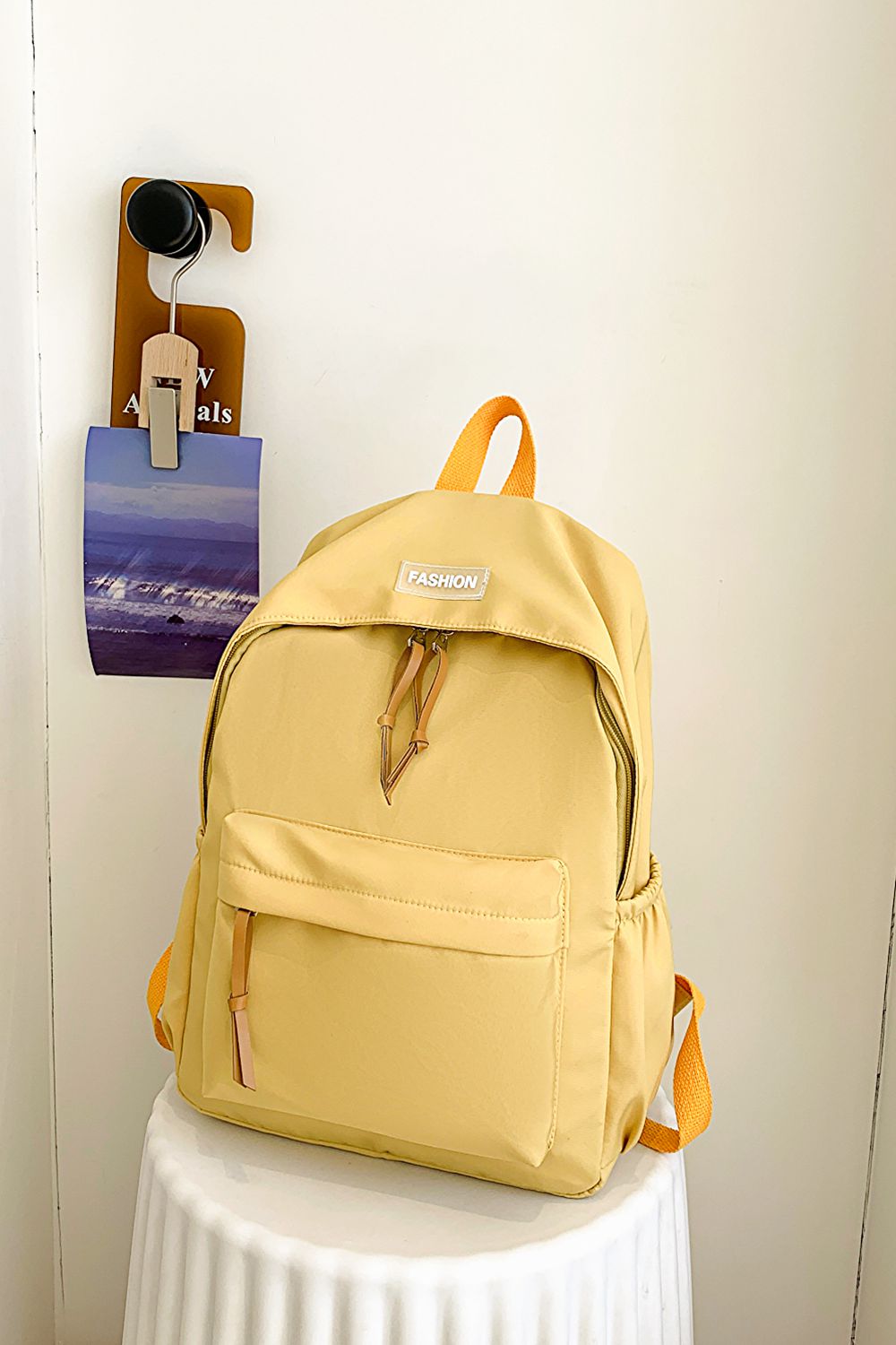 honeybee Mumford's Polyester Backpack( light purple,blue,black, peach, light green, yellow and white colors)