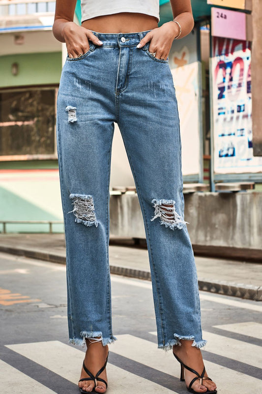 Honeybee Mumford's Distressed Buttoned Loose Fit Jeans