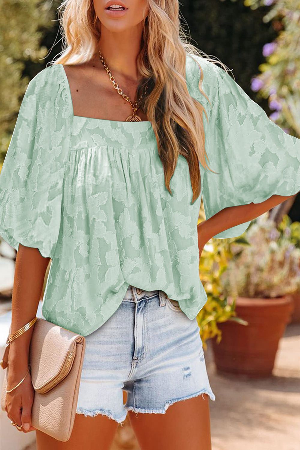 Honeybee Mumford's Square Neck Puff Sleeve Blouse