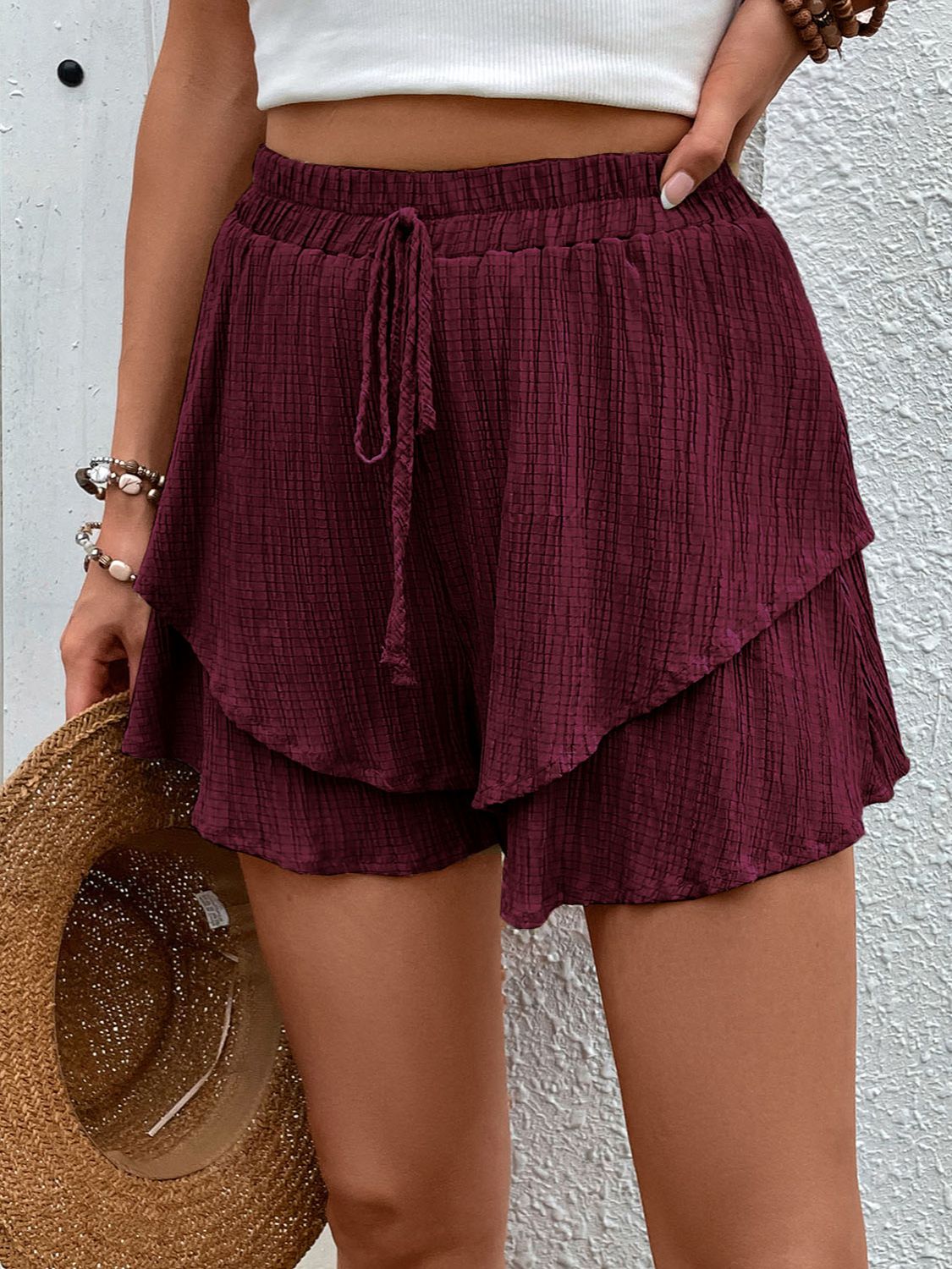 Honeybee Mumford's Tied Layered High Waist Shorts