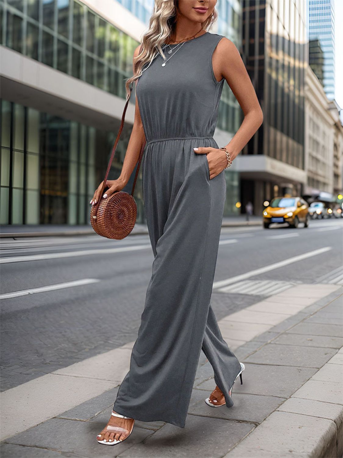 Honeybee Mumford's Round Neck Wide Leg Jumpsuit