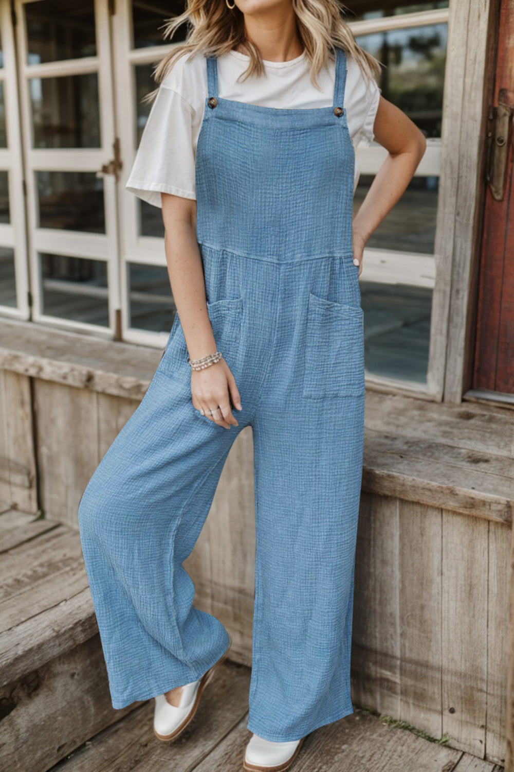 Honeybee Mumford's Full Size Wide Leg Front Pocket Jumpsuit