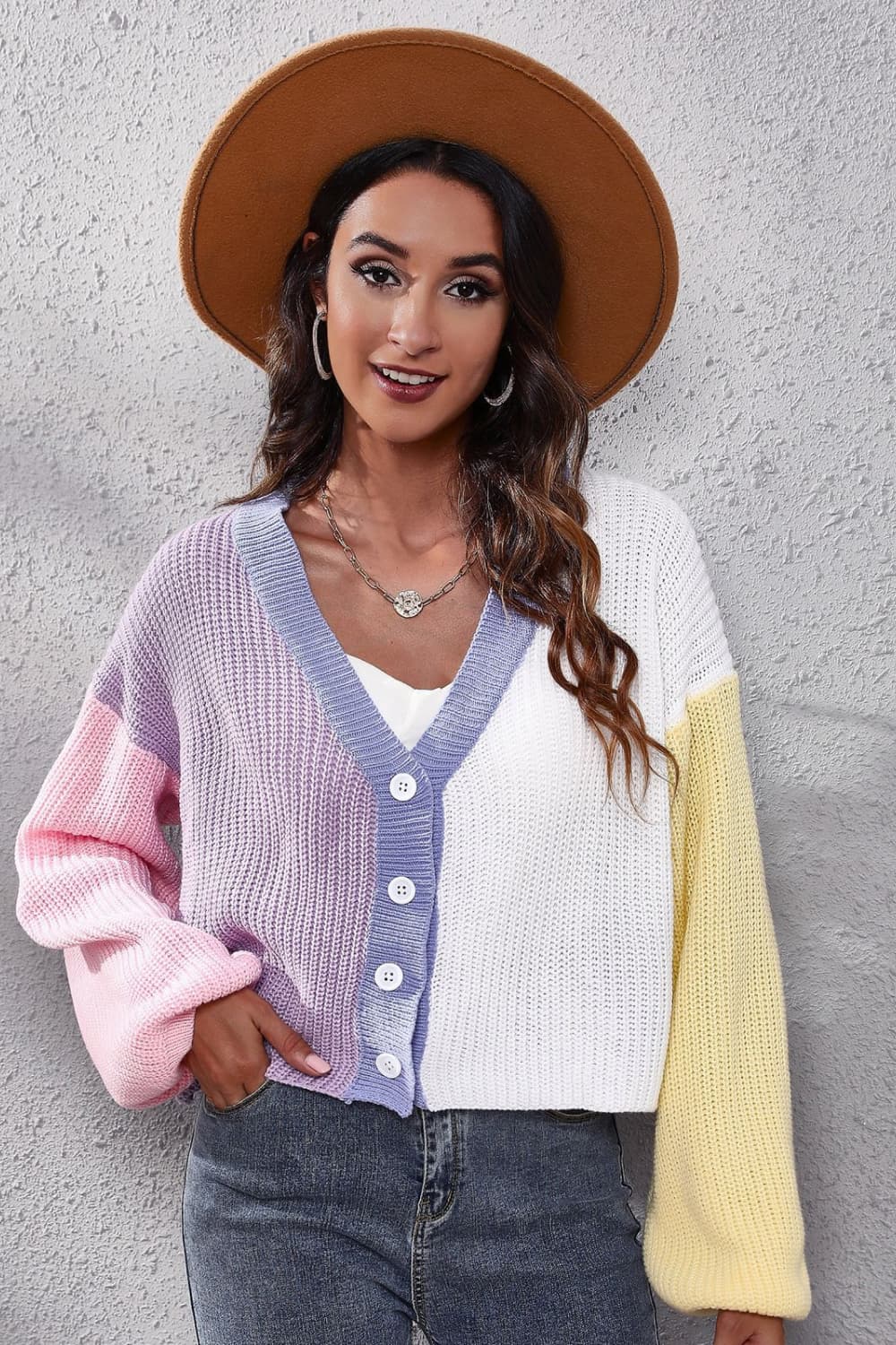 Honeybee Mumford's Color Block Ribbed Long Sleeve Cardigan