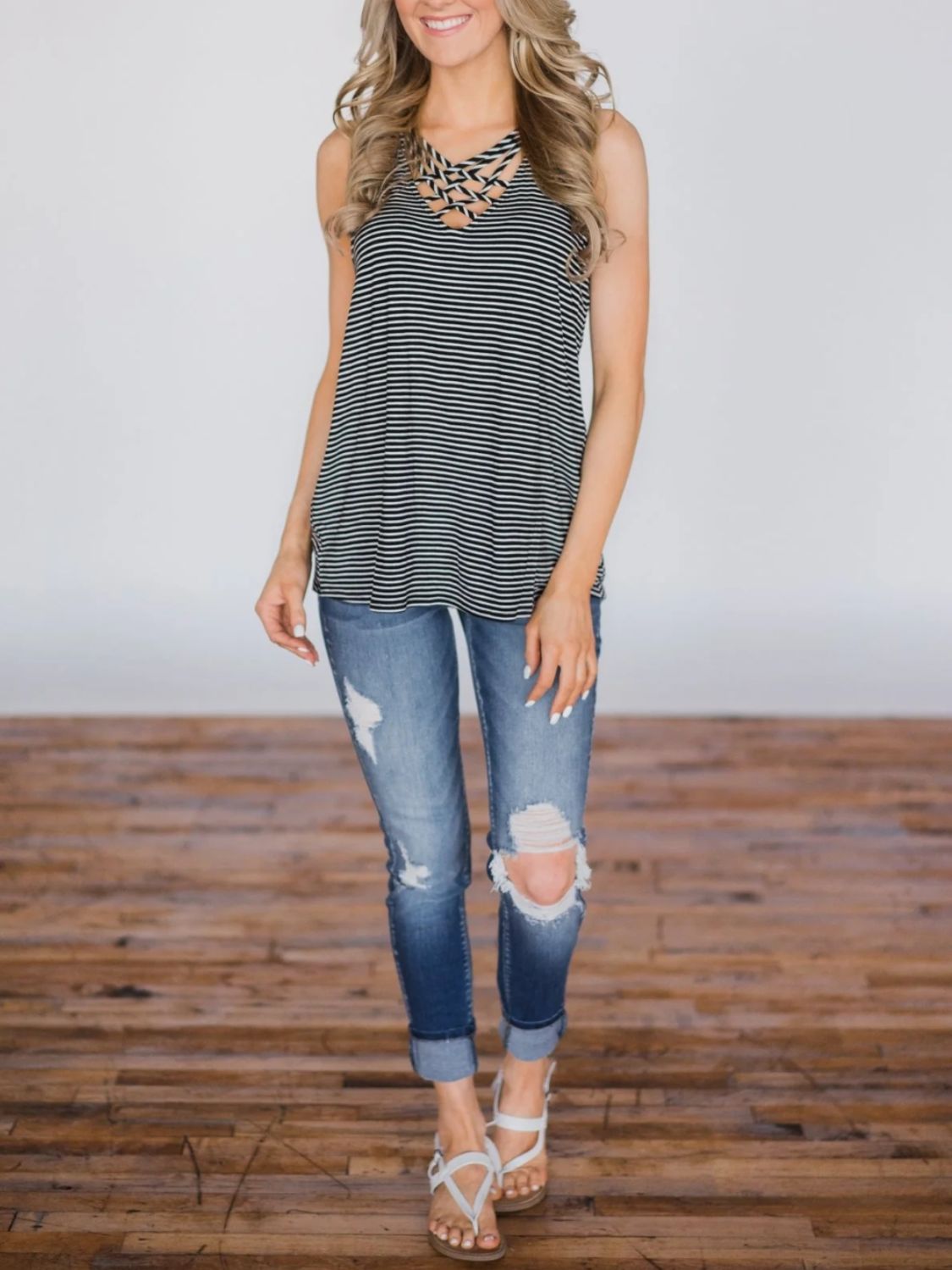 Honeybee Mumford's High-Low Striped Tank