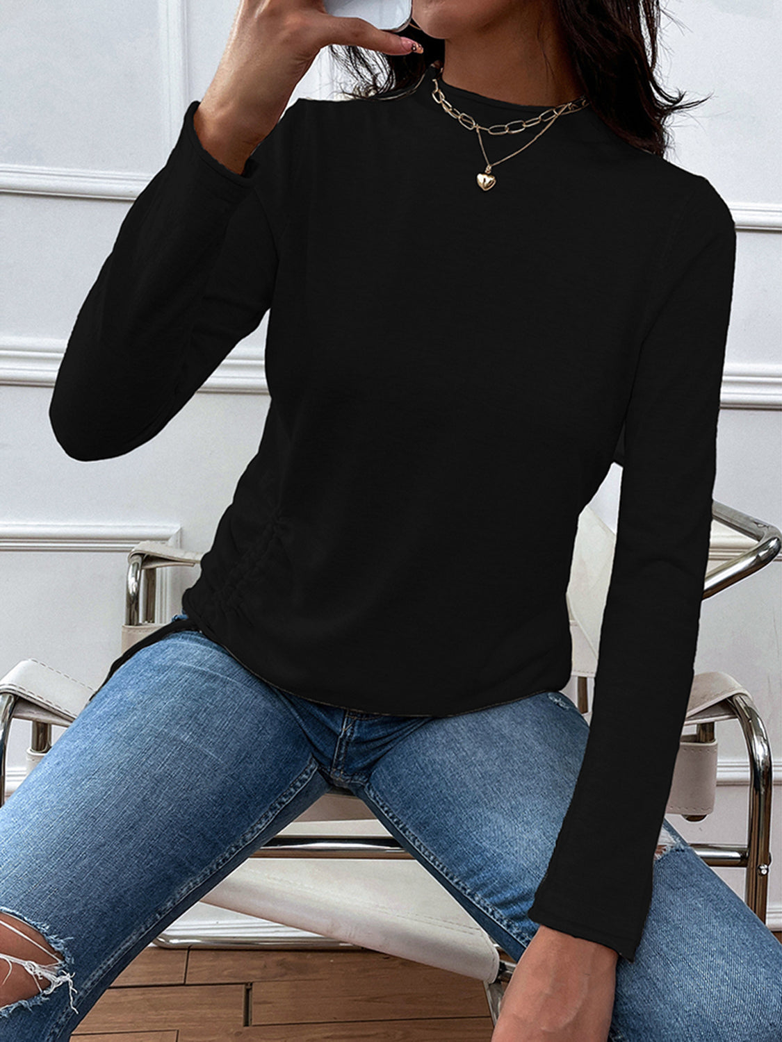 Honeybee Mumford's Mock Neck Long Sleeve Knit Top