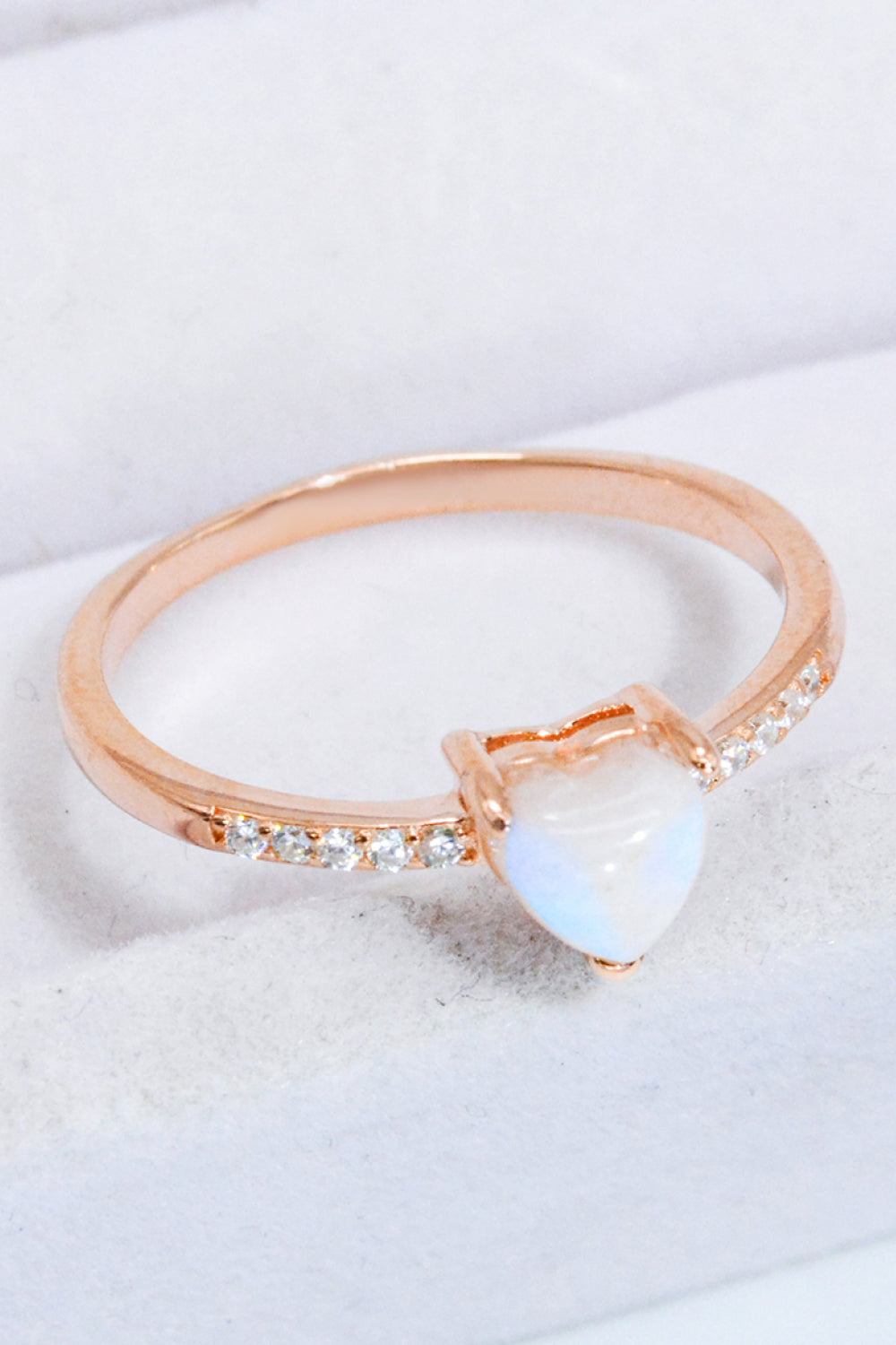 Honeybee Mumford's Natural Moonstone Heart 18K Rose Gold-Plated Ring