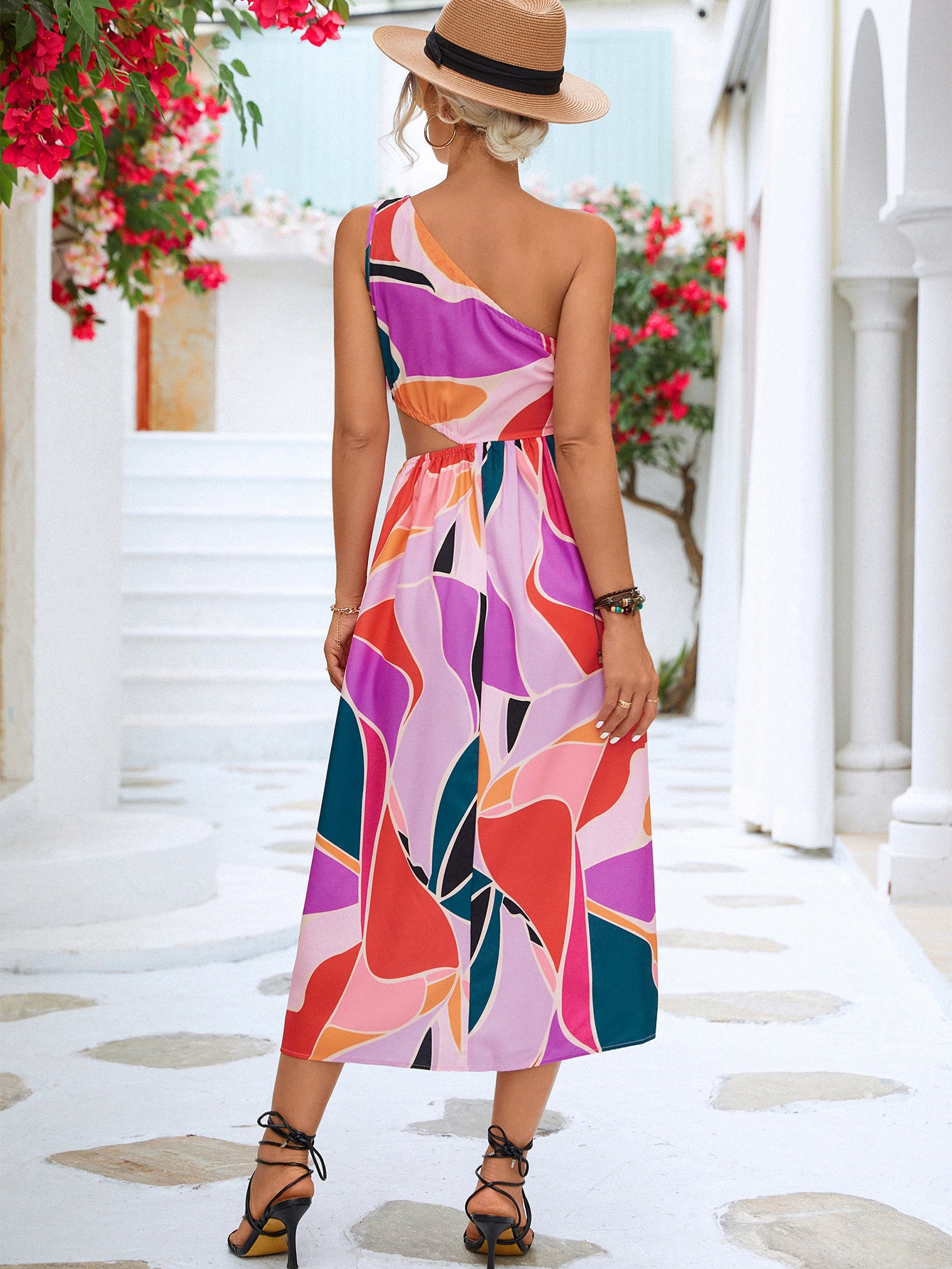 Honeybee Mumford's Cutout One-Shoulder Sleeveless Maxi Dress