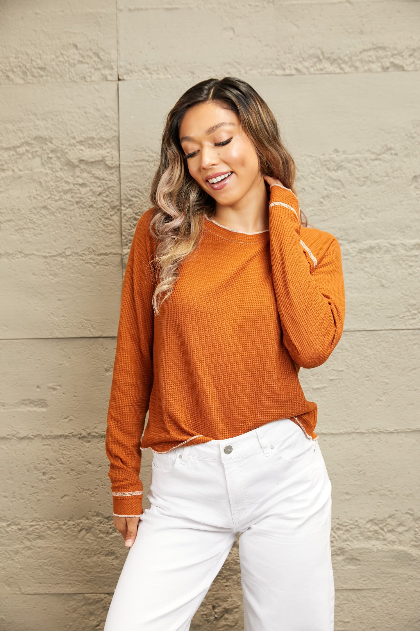 Honeybee Mumford's Long Raglan Sleeve Round Neck Top