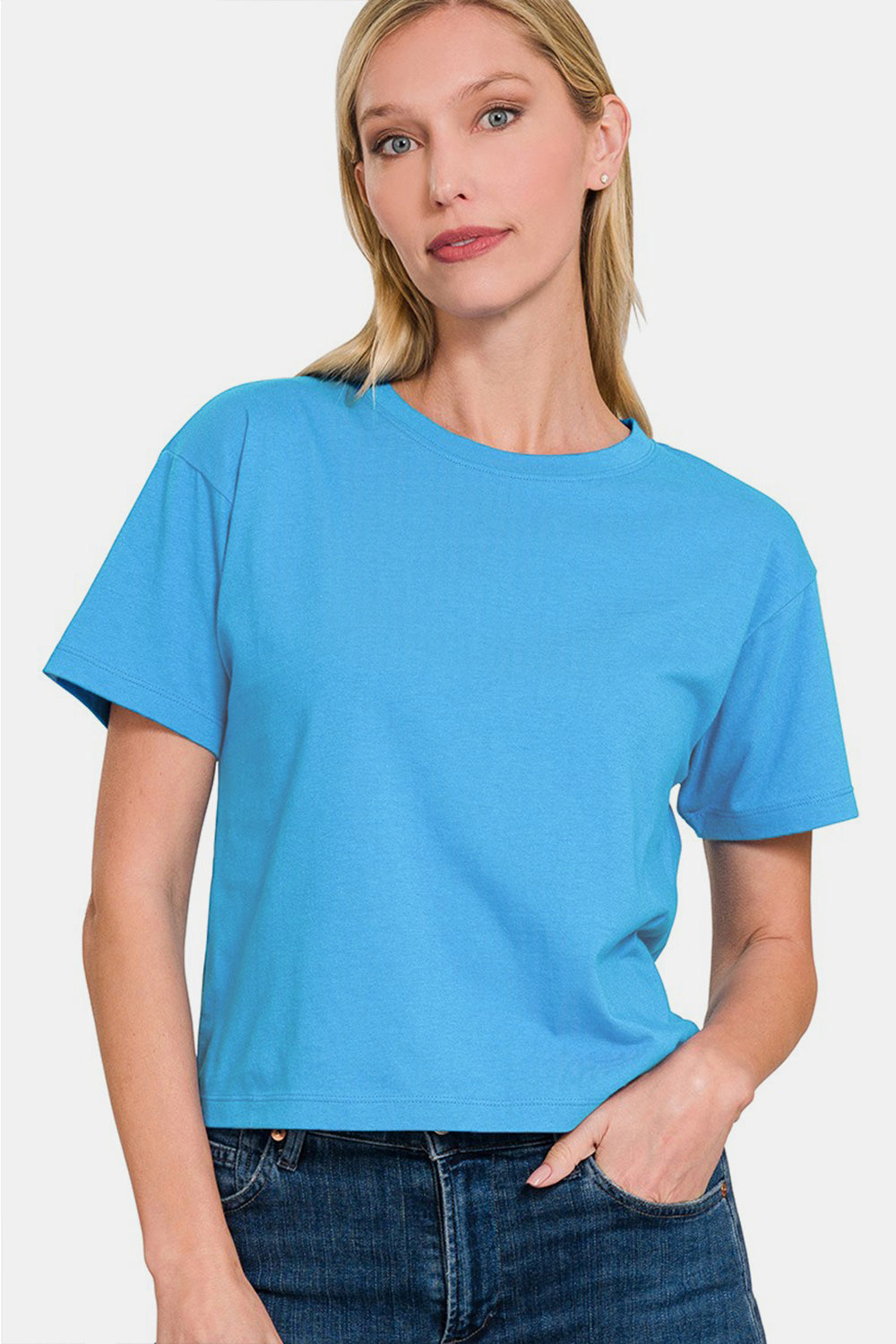 Honeybee Mumford's Round Neck Short Sleeve Cropped T-Shirt