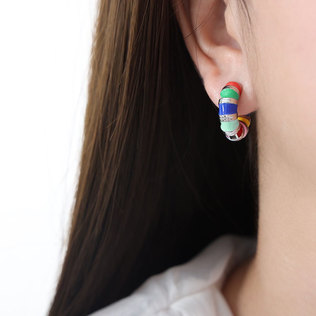 honeybee Mumford's Enamel Hoop Earrings