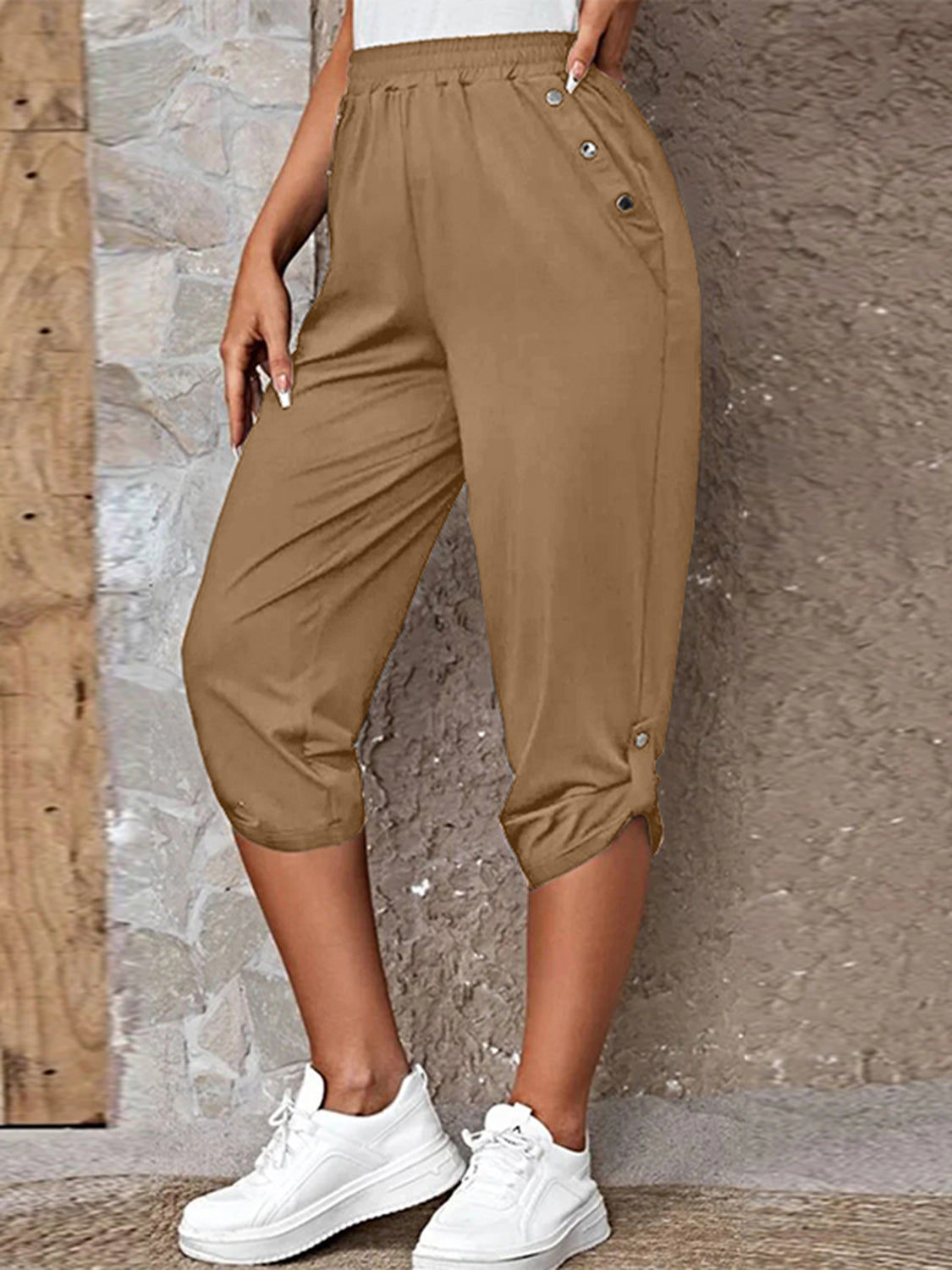 Honeybee Mumford's Full Size Roll-Tab Capris Pants