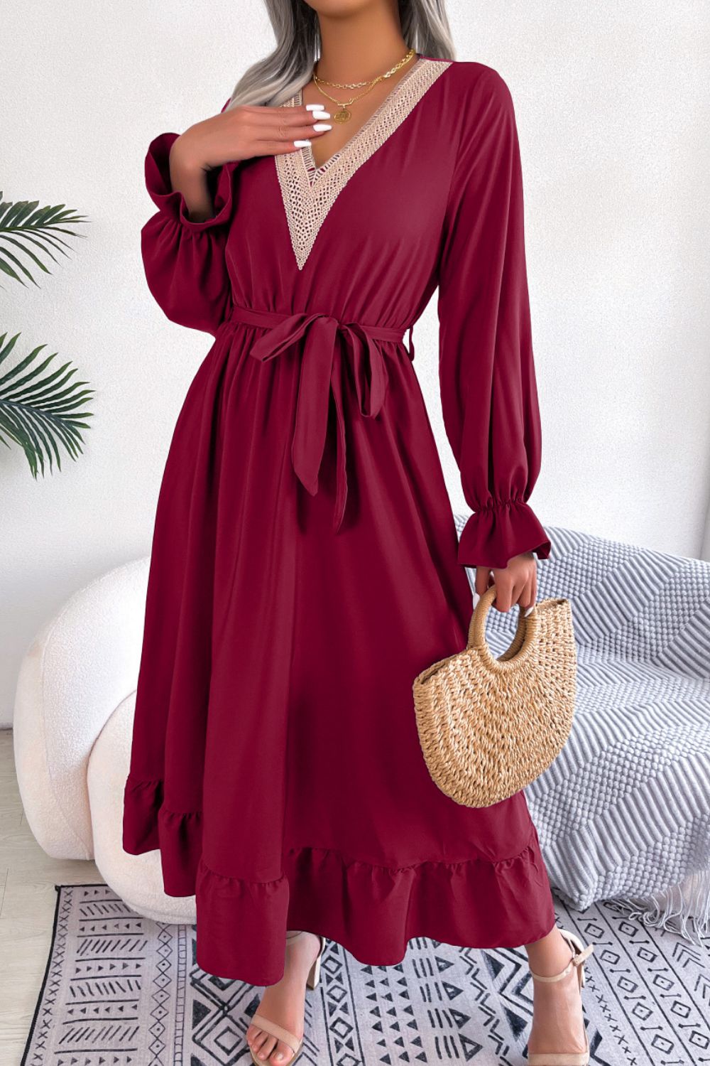 Honeybee Mumford's Long Sleeve Dress w/ Contrast Belted