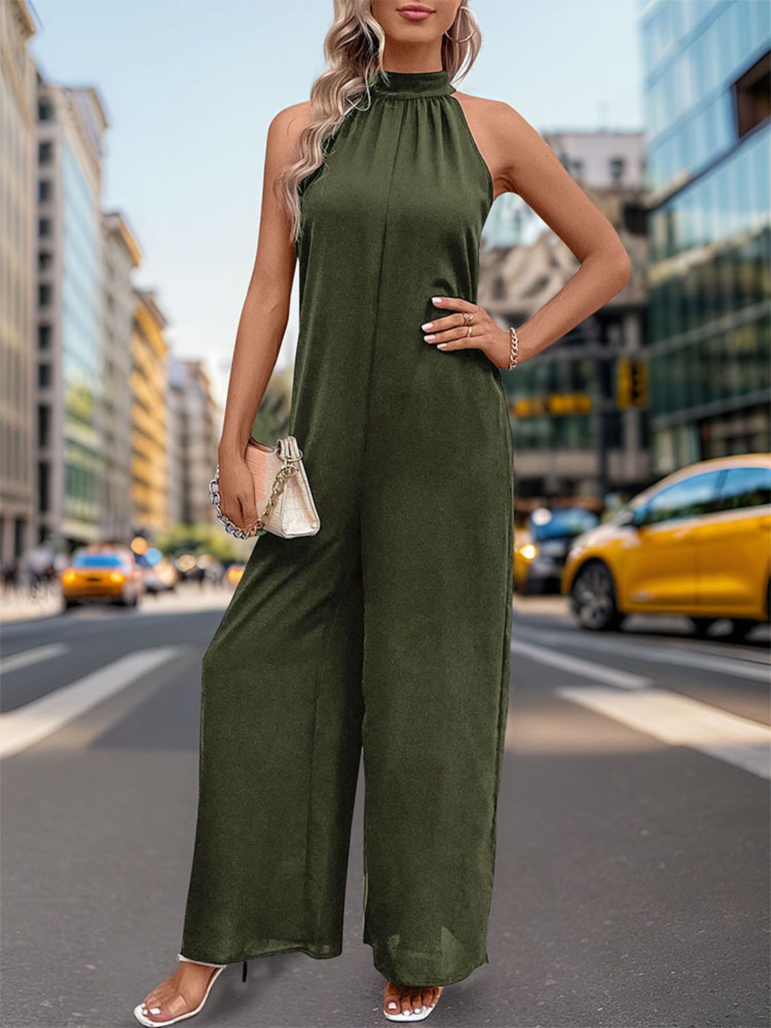 Honeybee Mumford's Tied Grecian Wide Leg Jumpsuit