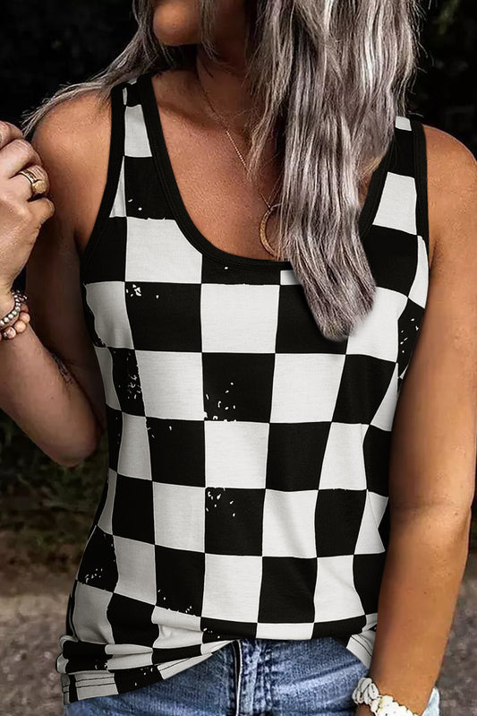 Honeybee Mumford's Checkered Scoop Neck Tank